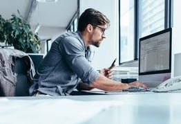 Businessman working on computer