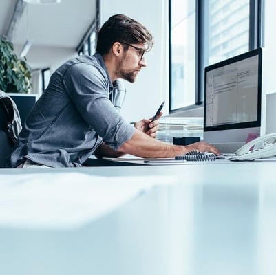 Businessman working on computer